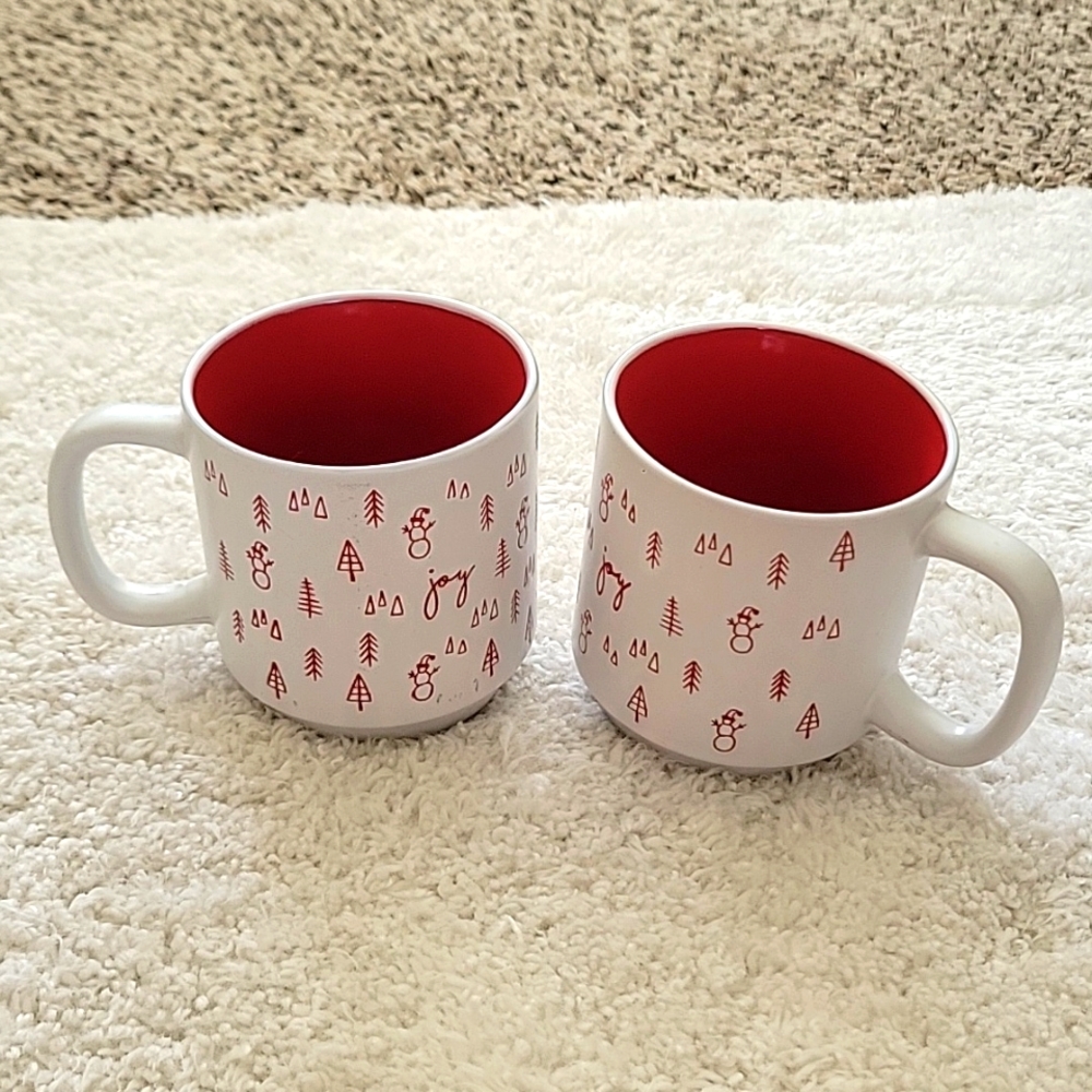 Pair of Peppermint Cups Peppermint Pines Color: Red & White, Christmas theme.